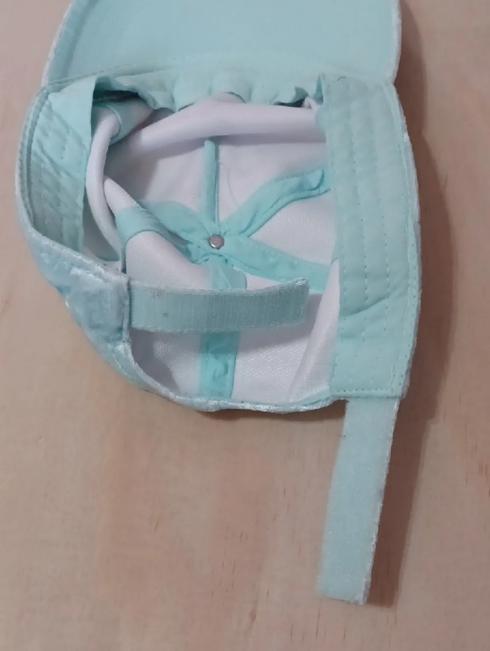 Justice Girls Crushed Velvet Hipster Kitten Baseball Cap Mint Green Cats Roses